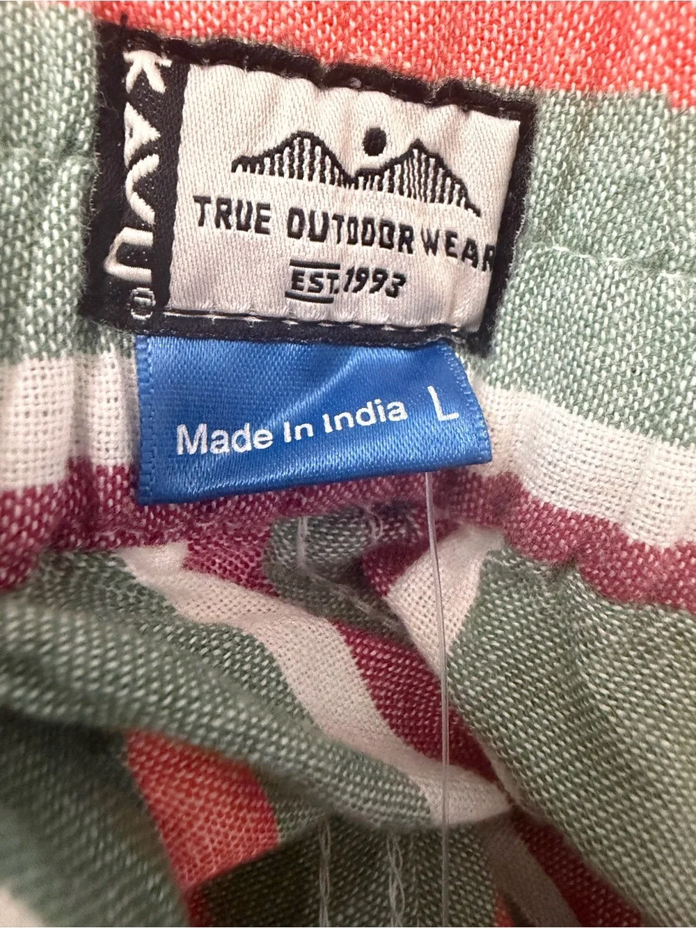 Kavu  new tags Striped Elastic-Waist Athletic Shorts - striped 100 cotton Large